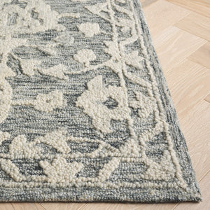 Safavieh Marquee Hand-tufted Area Rug In Elegant Floral Design – Timeless Home Decor For Style & Comfort Navy ,Grey 70% Wool,20% Cotton,10% Pet Yarn Mrq509n-4