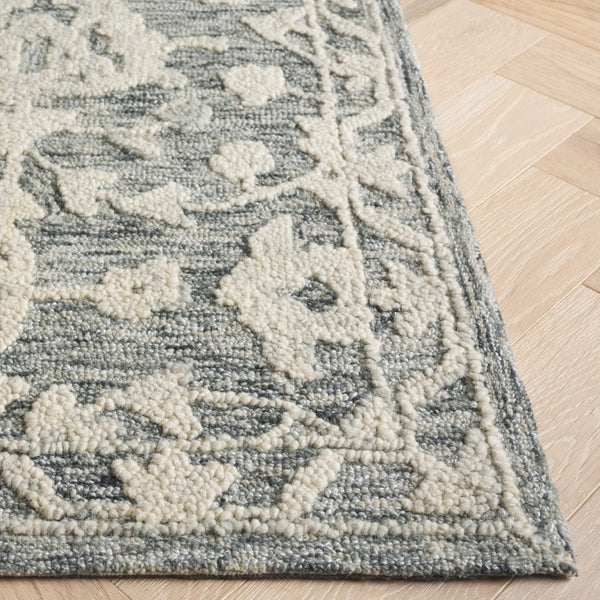 Safavieh Marquee Hand-tufted Area Rug In Elegant Floral Design – Timeless Home Decor For Style & Comfort Navy ,Grey 70% Wool,20% Cotton,10% Pet Yarn Mrq509n-4