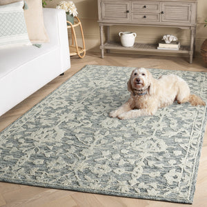 Safavieh Marquee Hand-tufted Runner Rug - Luxurious Traditional Elegance In Navy And Grey For Timeless Style Navy ,Grey 70% Wool,20% Cotton,10% Pet Yarn Mrq509n-5