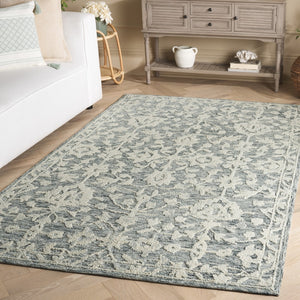 Safavieh Marquee Hand-tufted Area Rug In Elegant Floral Design – Timeless Home Decor For Style & Comfort Navy ,Grey 70% Wool,20% Cotton,10% Pet Yarn Mrq509n-4