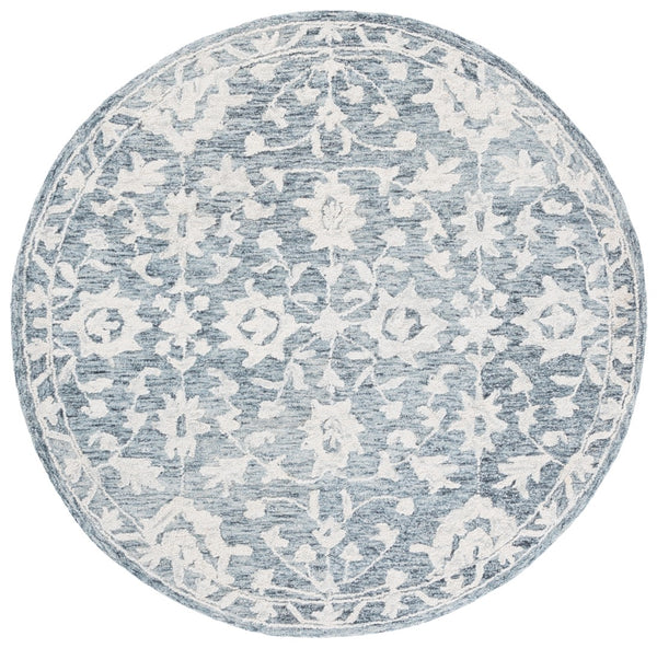 Safavieh Marquee Hand-tufted Area Rug In Elegant Floral Design – Timeless Home Decor For Style & Comfort Navy ,Grey 70% Wool,20% Cotton,10% Pet Yarn Mrq509n-4