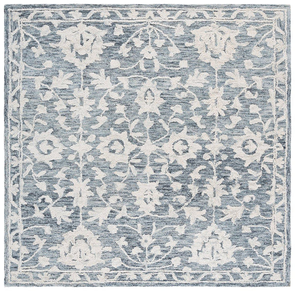 Safavieh Marquee Hand-tufted Runner Rug - Luxurious Traditional Elegance In Navy And Grey For Timeless Style Navy ,Grey 70% Wool,20% Cotton,10% Pet Yarn Mrq509n-6sq