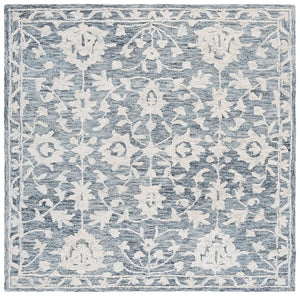 Safavieh Marquee Hand-tufted Area Rug In Elegant Floral Design – Timeless Home Decor For Style & Comfort Navy ,Grey 70% Wool,20% Cotton,10% Pet Yarn Mrq509n-4
