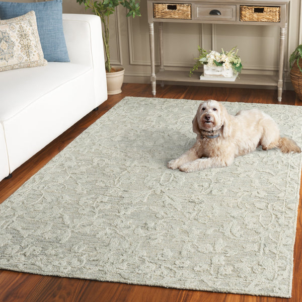 Safavieh Marquee Traditional Floral Runner Rug - Hand-tufted, Luxurious Wool Blend For Elegant Home Décor Grey ,Ivory 70% Wool,20% Cotton,10% Pet Yarn Mrq510f-5