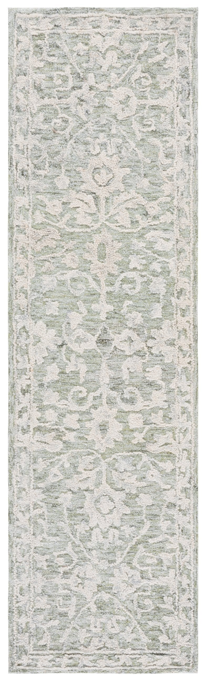 Safavieh Marquee Hand-tufted Runner Rug In Sage Grey - Elegant, Eco-friendly, 2'3"X8', Timeless Design For Any Space Sage ,Grey 70% Wool,20% Cotton,10% Pet Yarn Mrq511w-28