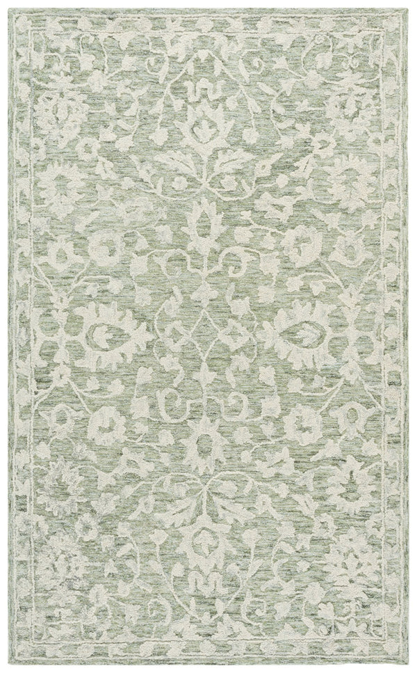 Safavieh Marquee Hand-Tufted Sage Grey Area Rug With Floral Ornamental Motifs, 5/8" Plush Wool Blend Elegance 4'-0" x 6'-0" MRQ511W-4