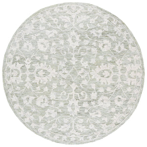 Safavieh Marquee Hand-Tufted Sage Grey Square Rug With Plush Wool Blend Pile, Floral Vine Design Elegance 6'-0" x 6'-0" MRQ511W-6SQ
