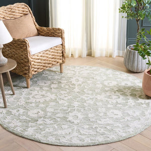 Safavieh Marquee Hand Tufted Wool Floral Vine Round Area Rug for Dining or Living Room 6'-0" x 6'-0" MRQ511W-6R