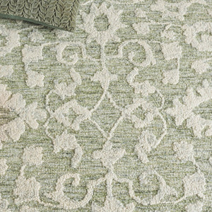 Safavieh Marquee Hand Tufted Wool Floral Vine Round Area Rug for Dining or Living Room 9'-0" x 12'-0" MRQ511W-9