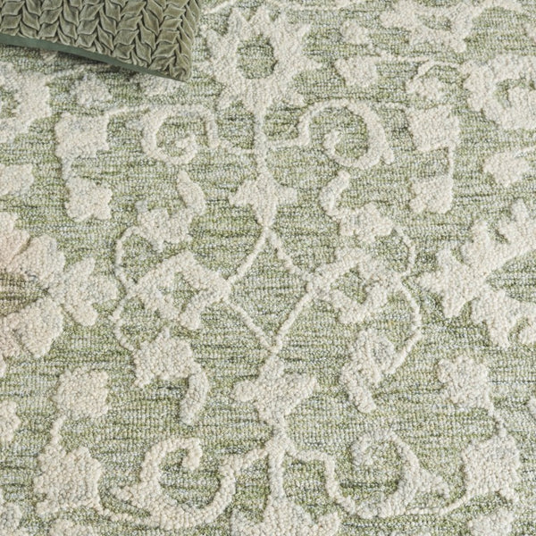 Safavieh Marquee Hand Tufted Wool Floral Vine Round Area Rug for Dining or Living Room 9'-0" x 12'-0" MRQ511W-9
