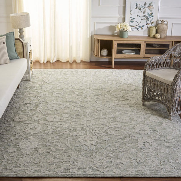 Safavieh Marquee Hand Tufted Wool Floral Vine Round Area Rug for Dining or Living Room 9'-0" x 12'-0" MRQ511W-9