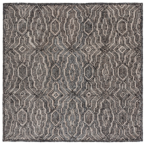 Safavieh Marquee Hand-Tufted Charcoal Ivory Area Rug — Plush 3/8" Pile, Wool & Recycled Pet Blend, Modern Elegance 6'-0" x 6'-0" MRQ512H-6SQ