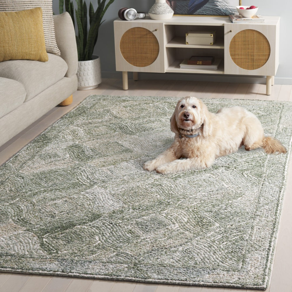 Safavieh Marquee Hand-tufted Area Rug For Hallways - Timeless Sophistication & Comfort For Your Home Decor Green ,Ivory 40% Wool,40% Pet,20% Cotton Mrq513y-9
