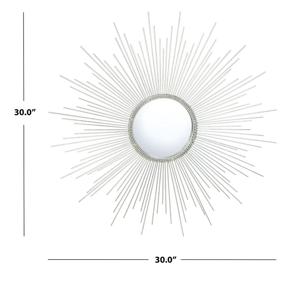 Safavieh EMME Sunburst Mirror - Radiant Silver Starburst Design for Modern Glamour in Any Room, 30" x 30" MRR1003A