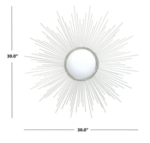 Safavieh EMME Sunburst Mirror - Radiant Silver Starburst Design for Modern Glamour in Any Room, 30" x 30" MRR1003A