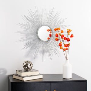 Safavieh EMME Sunburst Mirror - Radiant Silver Starburst Design for Modern Glamour in Any Room, 30" x 30" MRR1003A