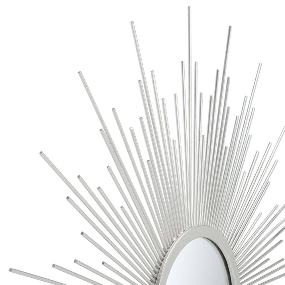 Safavieh ALVES Sunburst Mirror in Silver - Modern Classic Design for Living Rooms & Entryways, 30" Focal Point MRR1006A