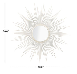 Safavieh ALVES Sunburst Mirror in Silver - Modern Classic Design for Living Rooms & Entryways, 30" Focal Point MRR1006A