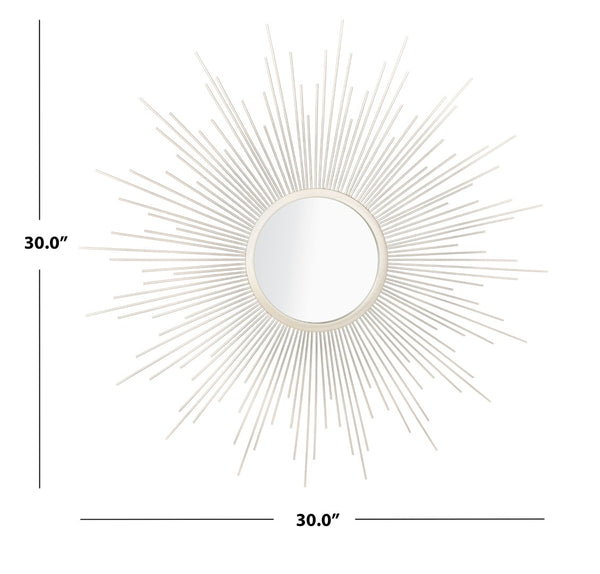 Safavieh ALVES Sunburst Mirror in Silver - Modern Classic Design for Living Rooms & Entryways, 30" Focal Point MRR1006A