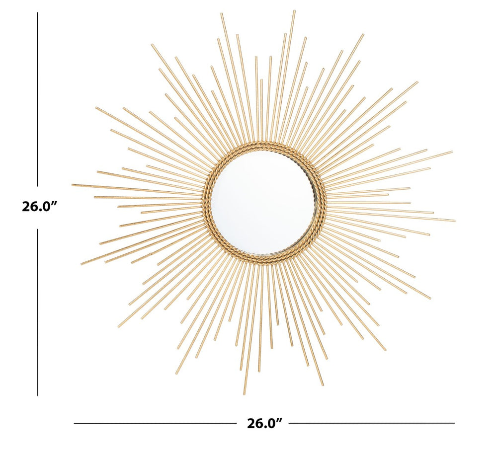 Safavieh NAHLA Sunburst Mirror - Radiant Gold Leaf Frame, Mid-Century Modern Design for Elegant Spaces MRR1008A
