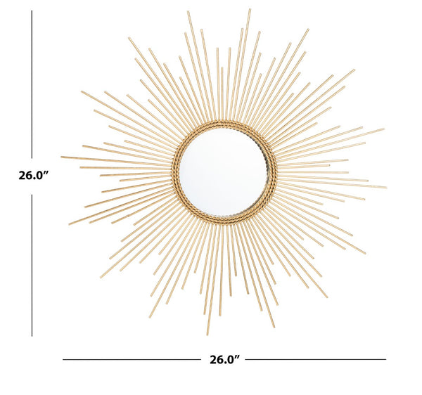 Safavieh NAHLA Sunburst Mirror - Radiant Gold Leaf Frame, Mid-Century Modern Design for Elegant Spaces MRR1008A