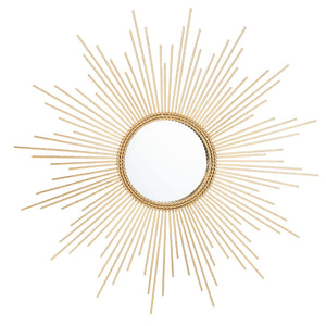 Safavieh NAHLA Sunburst Mirror - Radiant Gold Leaf Frame, Mid-Century Modern Design for Elegant Spaces MRR1008A