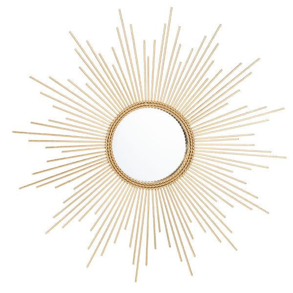 Safavieh NAHLA Sunburst Mirror - Radiant Gold Leaf Frame, Mid-Century Modern Design for Elegant Spaces MRR1008A