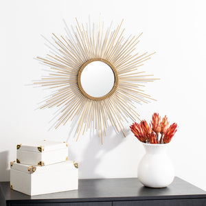 Safavieh NAHLA Sunburst Mirror - Radiant Gold Leaf Frame, Mid-Century Modern Design for Elegant Spaces MRR1008A
