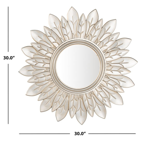 Safavieh ALBA Sunburst Mirror - Elegant Champagne Frame, 30.3" Round Glass, Perfect for Modern & Classic Decor MRR1011A