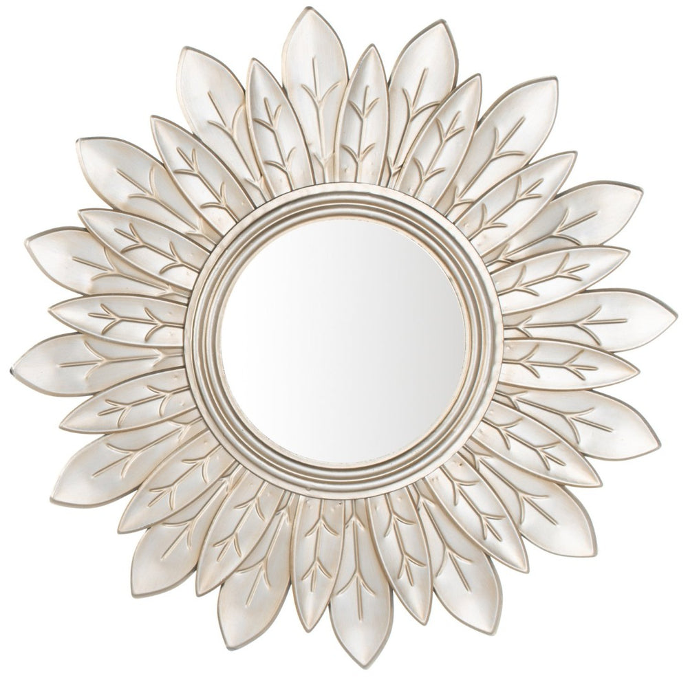 Safavieh ALBA Sunburst Mirror - Elegant Champagne Frame, 30.3" Round Glass, Perfect for Modern & Classic Decor MRR1011A