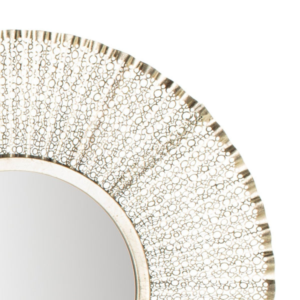Safavieh FOSTER, 30.5-Inch Round Gold Metal Mirror for Glamorous Decor in Living Rooms, Bedrooms, Entryways MRR1014A