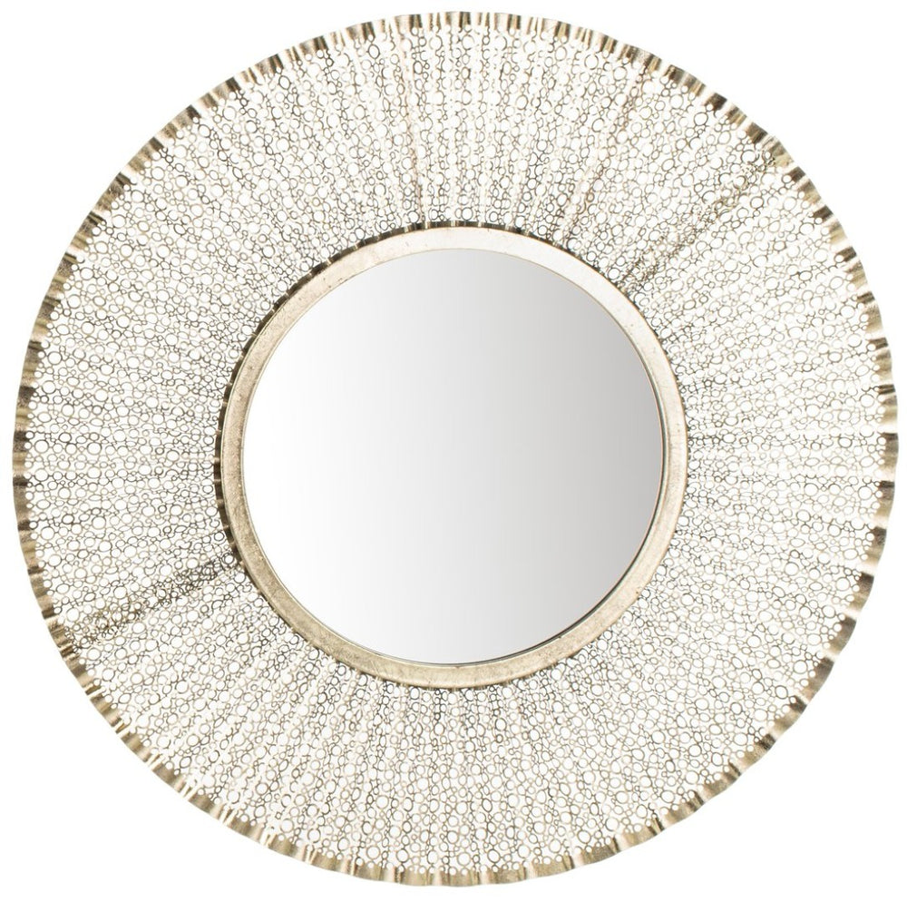 Safavieh FOSTER, 30.5-Inch Round Gold Metal Mirror for Glamorous Decor in Living Rooms, Bedrooms, Entryways MRR1014A