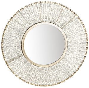 Safavieh FOSTER, 30.5-Inch Round Gold Metal Mirror for Glamorous Decor in Living Rooms, Bedrooms, Entryways MRR1014A