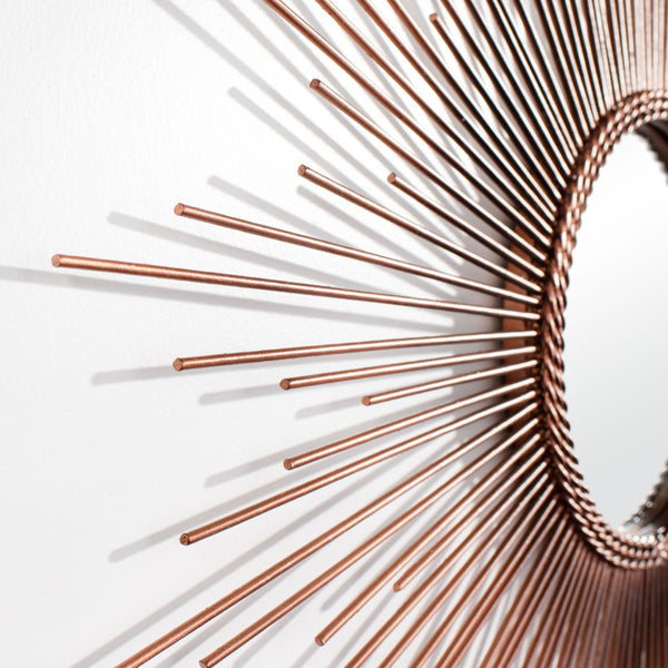 Safavieh GENEVIEVE Sunburst Mirror - Modern Copper Accent with Geometric Design for Entryways & Living Spaces MRR1021A
