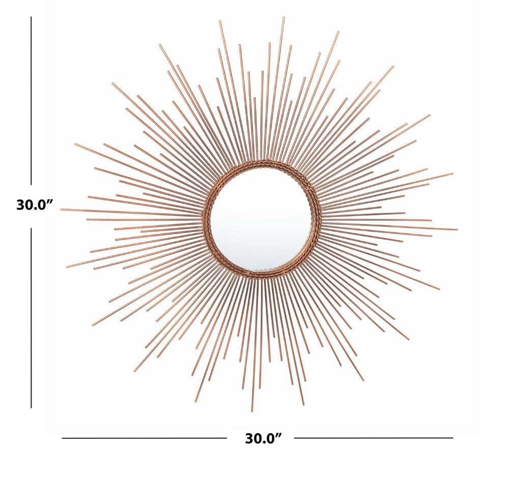 Safavieh GENEVIEVE Sunburst Mirror - Modern Copper Accent with Geometric Design for Entryways & Living Spaces MRR1021A
