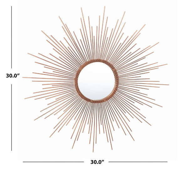 Safavieh GENEVIEVE Sunburst Mirror - Modern Copper Accent with Geometric Design for Entryways & Living Spaces MRR1021A