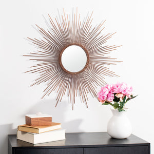 Safavieh GENEVIEVE Sunburst Mirror - Modern Copper Accent with Geometric Design for Entryways & Living Spaces MRR1021A