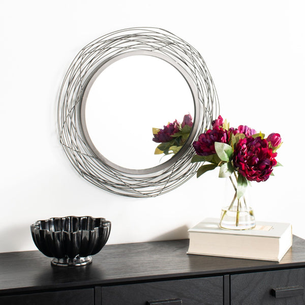 Safavieh NIXIE Mirror - Striking Circular Design with Chic Black Finish for Modern Living Spaces & Entryways MRR1026A