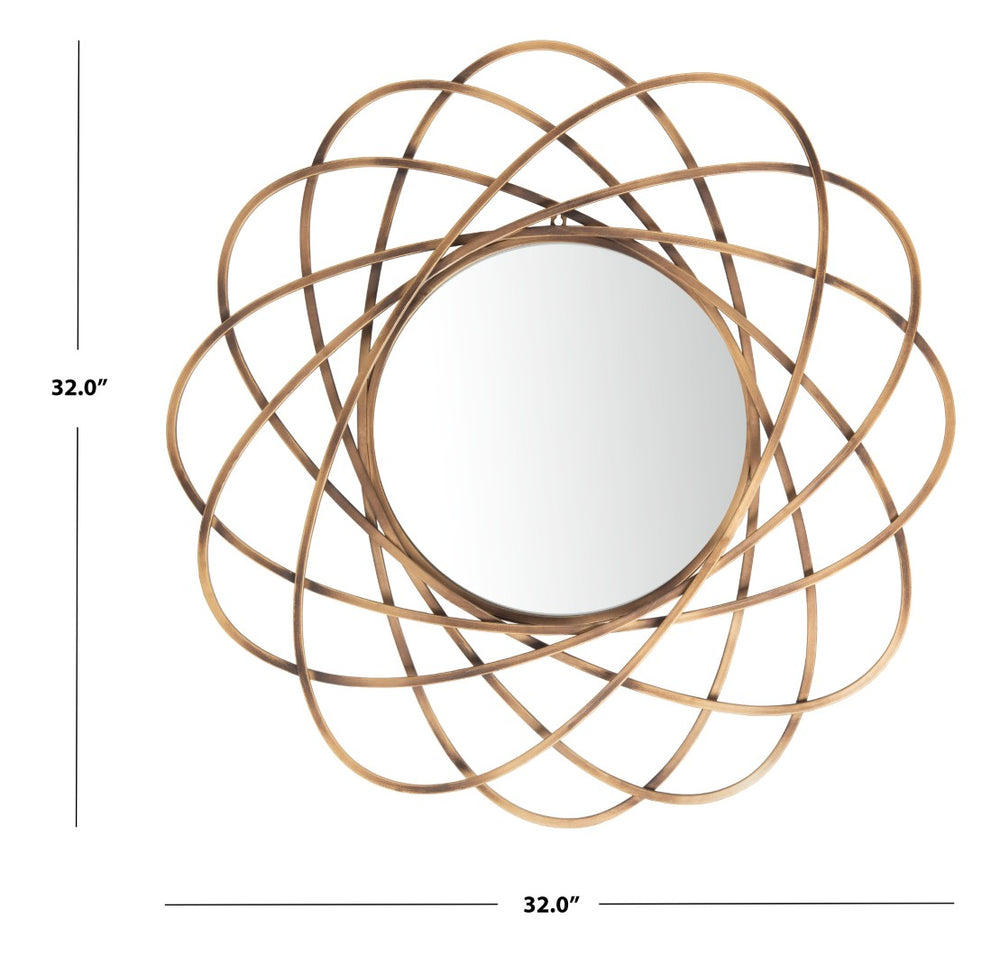 Safavieh SINISA Mirror - Radiant Bronze Atomic Design for Contemporary Spaces, Entryways & Living Rooms MRR1028A