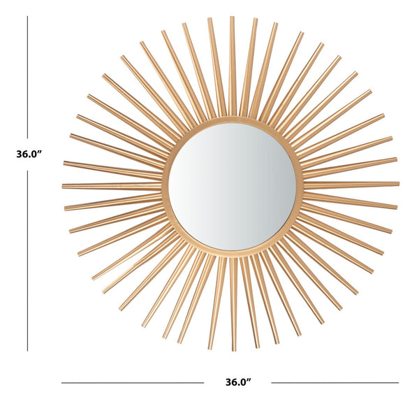 Safavieh ZYLA, 36-Inch Gold Sunburst Mirror - Glamorous Wall Decor for Entryway, Living Room, and More! MRR1029A