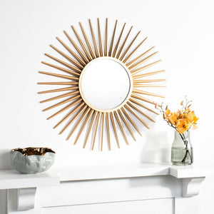 Safavieh ZYLA, 36-Inch Gold Sunburst Mirror - Glamorous Wall Decor for Entryway, Living Room, and More! MRR1029A