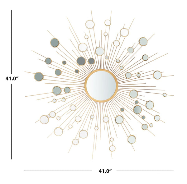 Safavieh ARIAH Sunburst Mirror - Luxurious Gold Wall Art, Modern Geometric Design for Stylish Home Decor MRR1030A