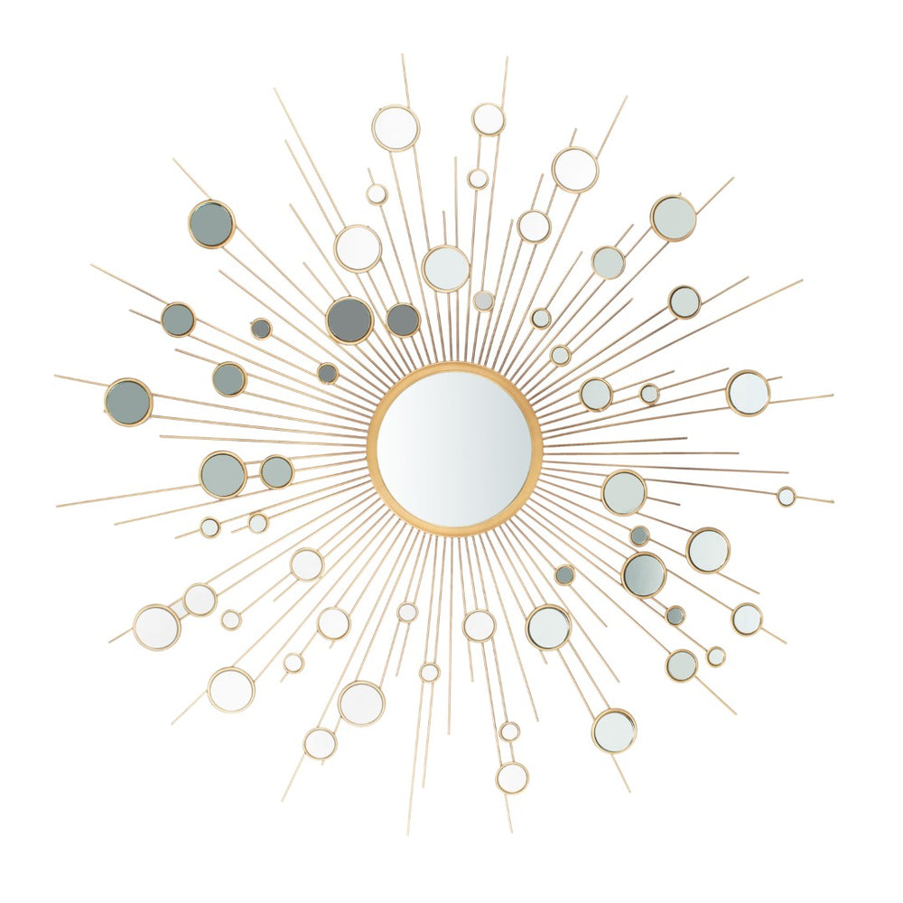 Safavieh ARIAH Sunburst Mirror - Luxurious Gold Wall Art, Modern Geometric Design for Stylish Home Decor MRR1030A
