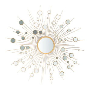 Safavieh ARIAH Sunburst Mirror - Luxurious Gold Wall Art, Modern Geometric Design for Stylish Home Decor MRR1030A