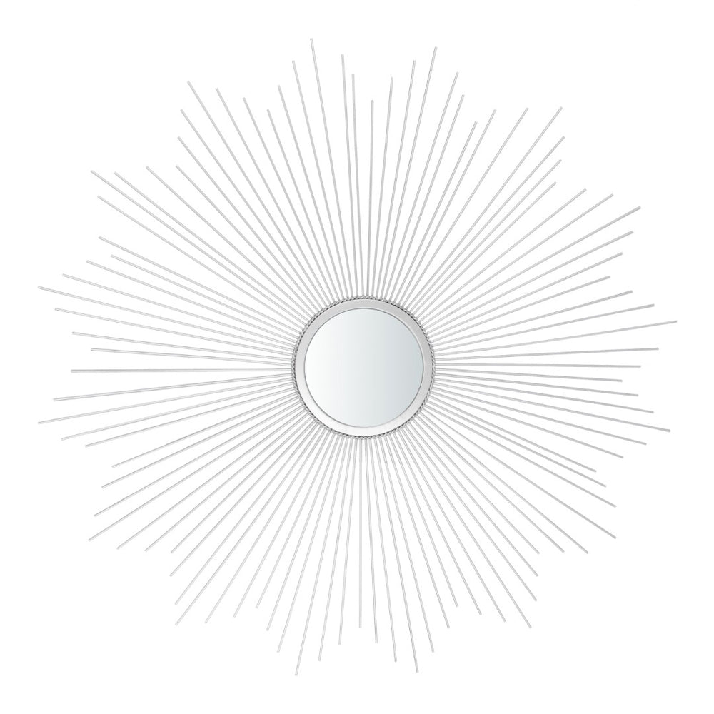 Safavieh ARLO Sunburst Wall Mirror - Vintage Glamour with Modern Design for Stylish Living Spaces and Decor Silver MRR1032C