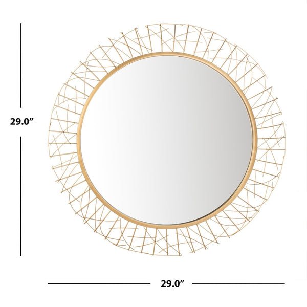 Safavieh ELSIE Mirror - Contemporary Geometric Design with Intricate Iron Frame for Elegant Home Décor Gold MRR1033A