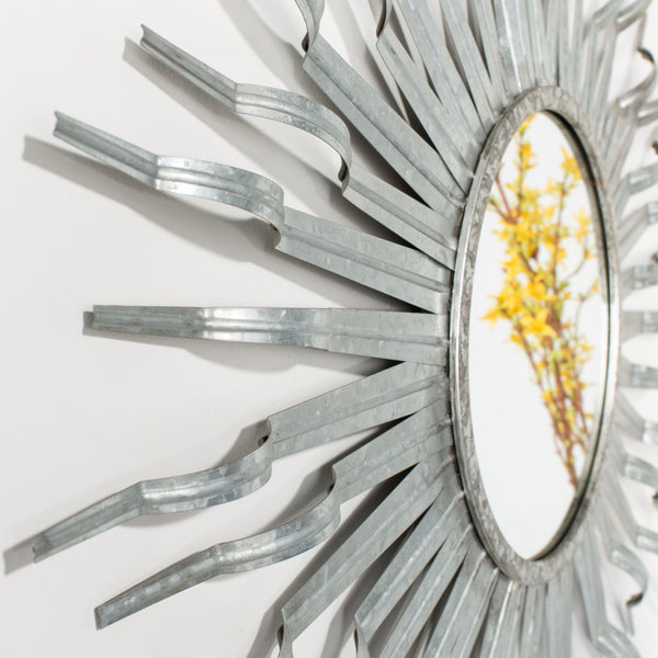 Safavieh NAYA Sunburst Mirror - Boho Chic Wall Decor with Radiant Gold Tines for Coastal Inspired Spaces Silver MRR1034C