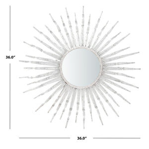 Safavieh NAYA Sunburst Mirror - Boho Chic Wall Decor with Radiant Gold Tines for Coastal Inspired Spaces Silver MRR1034C