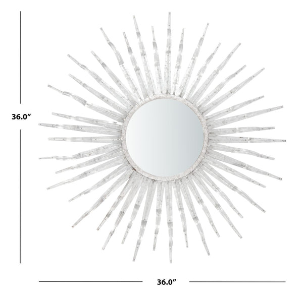 Safavieh NAYA Sunburst Mirror - Boho Chic Wall Decor with Radiant Gold Tines for Coastal Inspired Spaces Silver MRR1034C