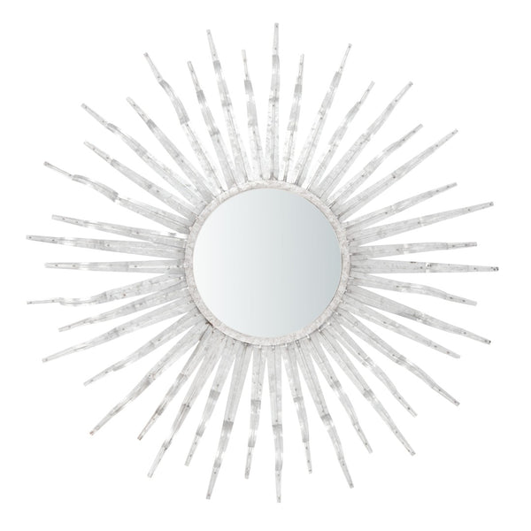 Safavieh NAYA Sunburst Mirror - Boho Chic Wall Decor with Radiant Gold Tines for Coastal Inspired Spaces Silver MRR1034C